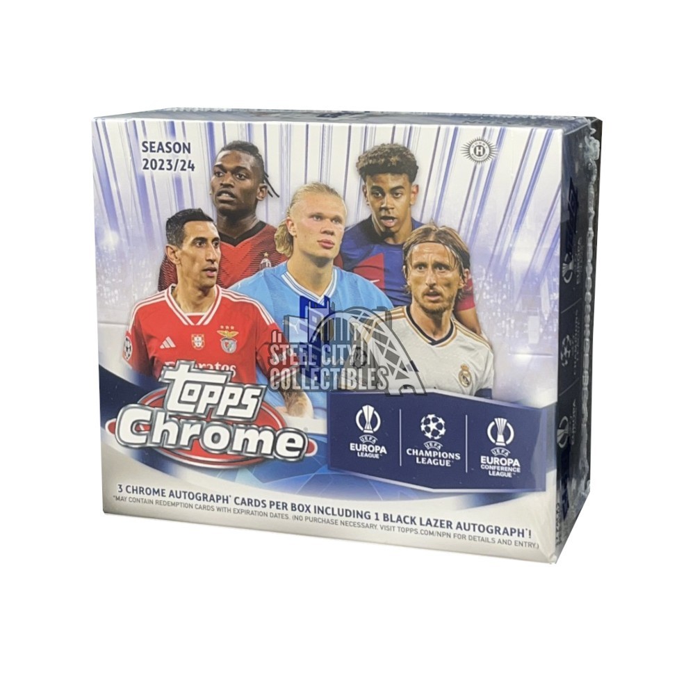 2023-24 Topps Chrome UEFA Club Competitions Soccer Hobby Jumbo Box