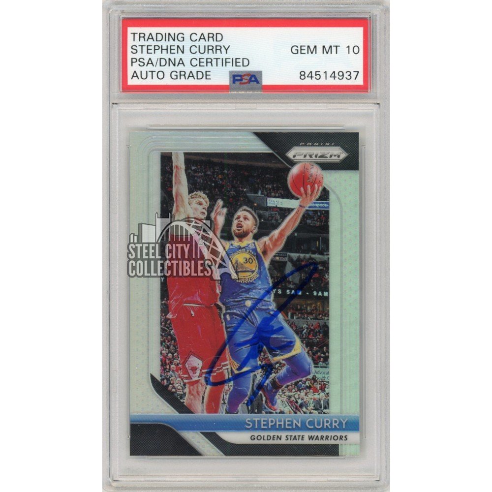 Stephen Curry 2018-19 Panini Prizm Autograph Silver Card #222- PSA/DNA ...