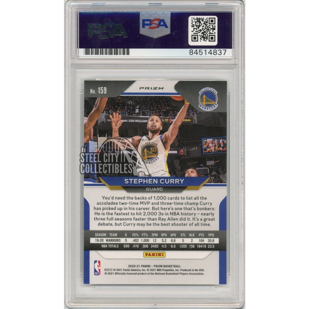 Stephen Curry 2020-21 Panini Prizm Autograph Silver Card #159