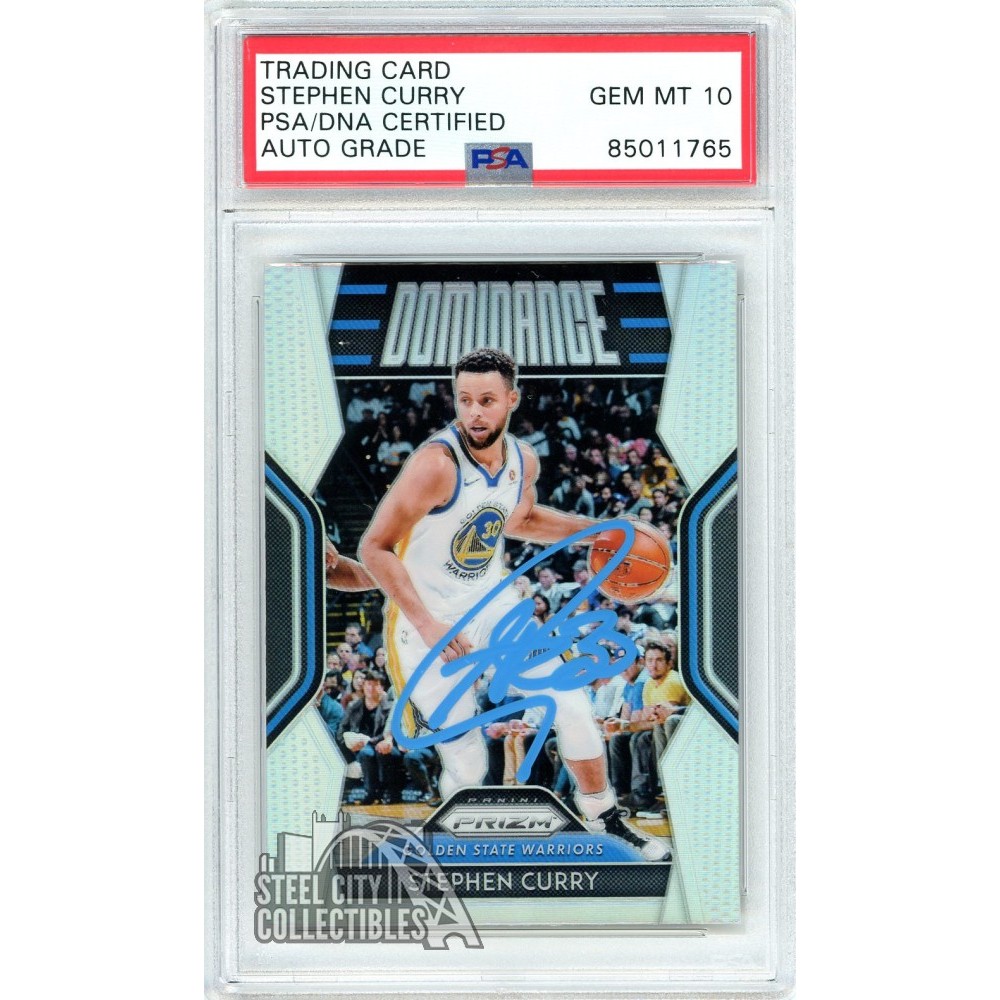 Stephen Curry 2018-19 Panini Prizm Dominance Silver Autograph Card