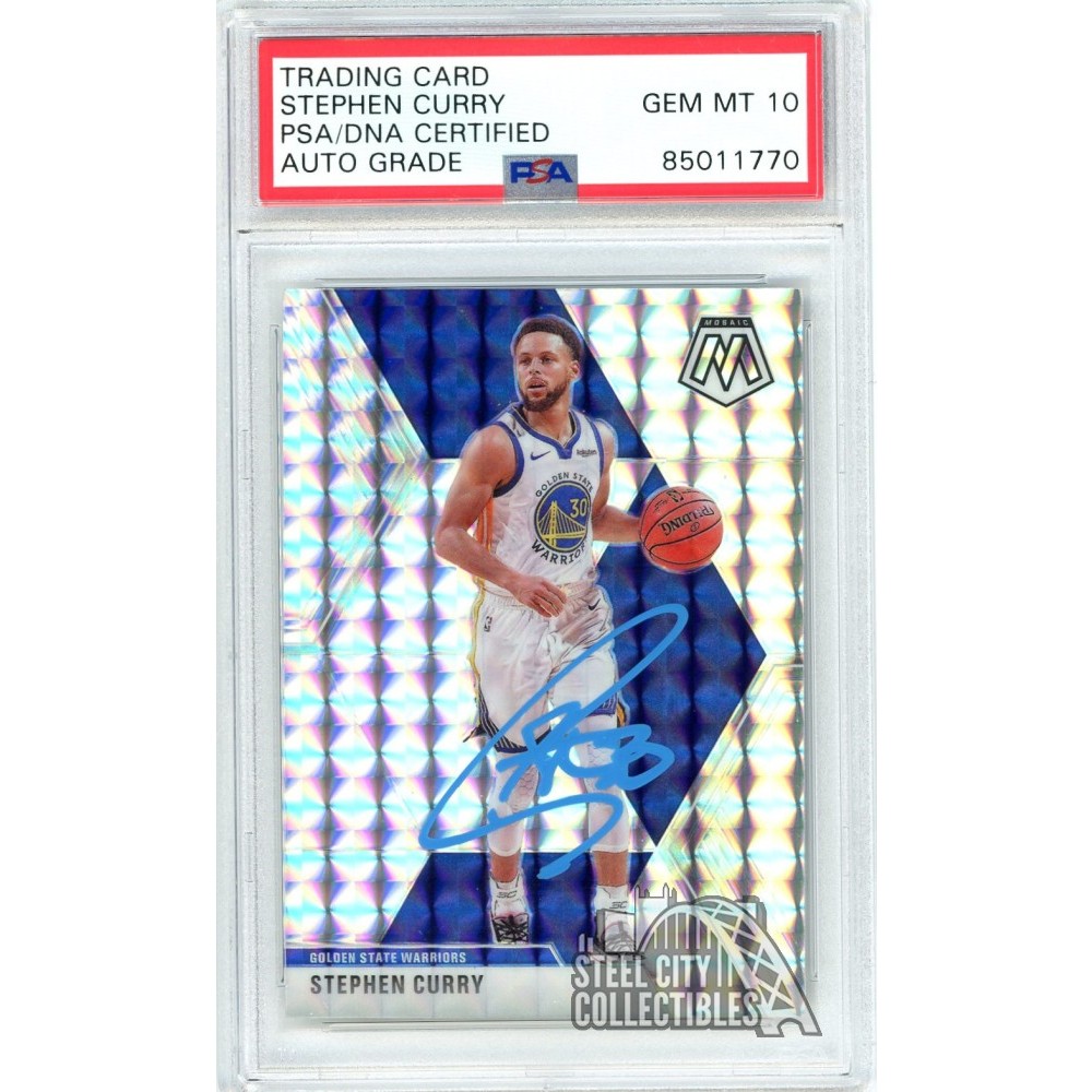 Stephen Curry 2019-20 Mosaic Mosaic Autograph Card #70 PSA/DNA 10 ...