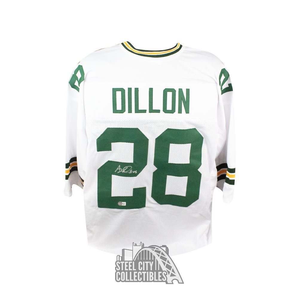 AJ Dillon Autographed Green Bay Custom White Football Jersey - BAS