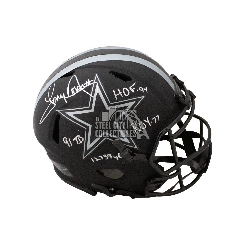 Tony Dorsett Autographed Dallas Cowboys Eclipse Mini Football Helmet - BAS  COA (Silver Ink)