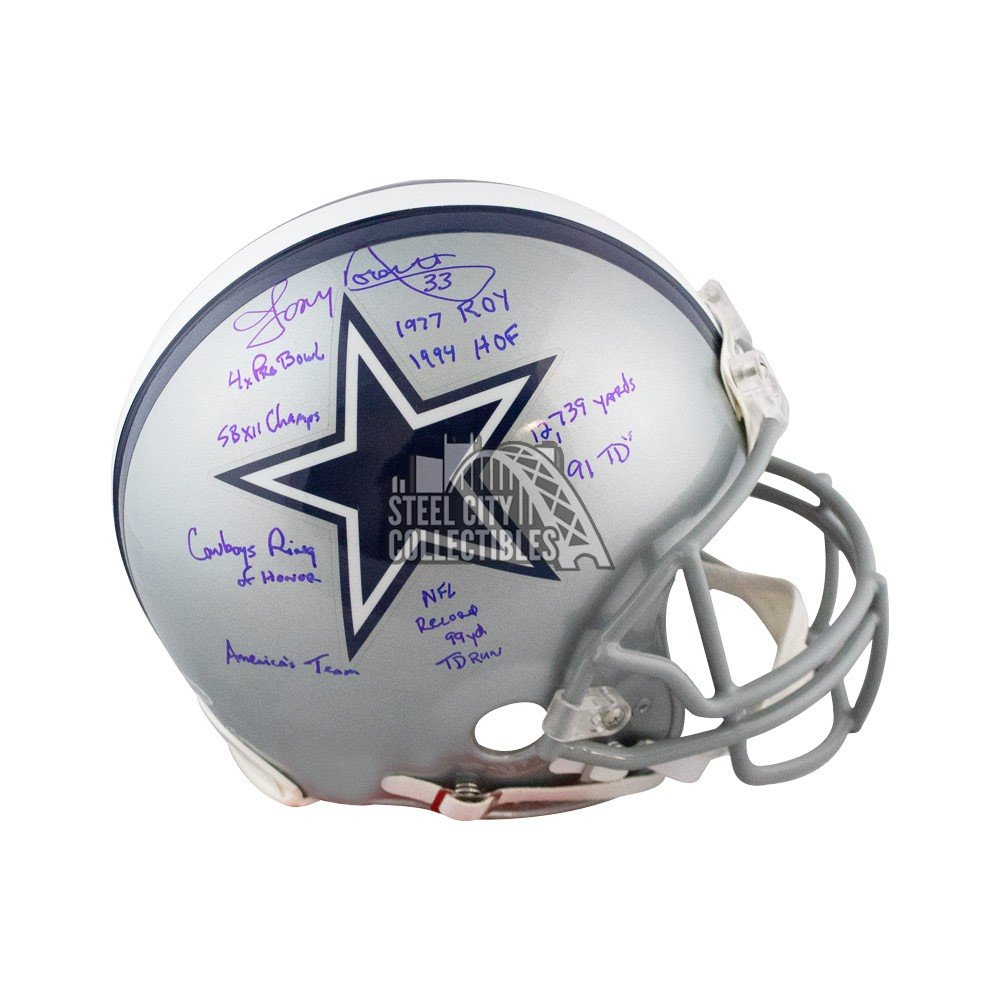Tony Dorsett 9 Incrip Autographed Dallas Cowboys Proline Full-Size Football  Helmet BAS