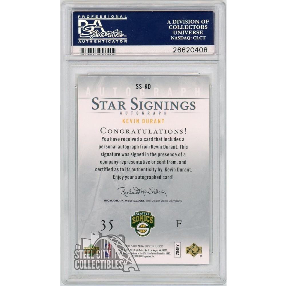 Kevin Durant 2007-08 Upper Deck Star Signings Rookie Autograph PSA