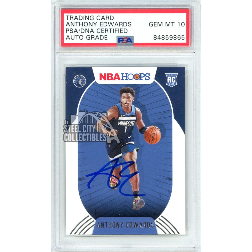 Anthony Edwards 2020 21 Panini Hoops Autograph Rookie Card 216 Psadna 10 Steel City Collectibles 