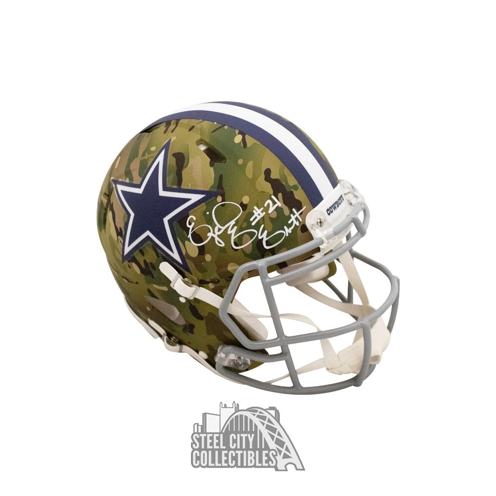Ezekiel Elliott Autographed Cowboys Camo Authentic Full-Size Football Helmet  - BAS COA