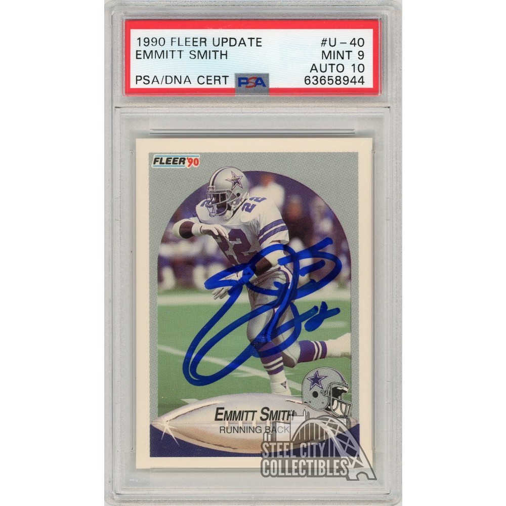 Emmitt Smith 1990 Fleer Update Football Autographed Card #u-40 Psa 9 