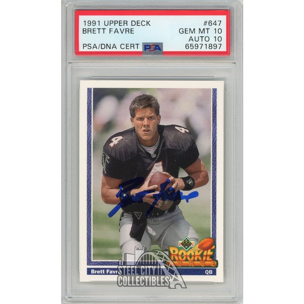 Brett Favre 1991 Upper Deck Autograph Rookie Card #647 PSA 10 PSA/DNA 10  (897)