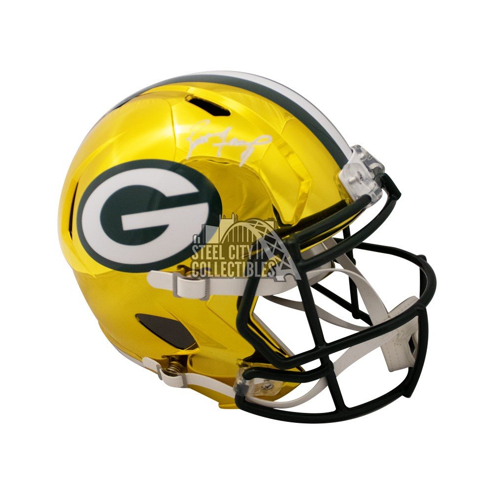 Brett Favre Autographed Packers Chrome Replica Full-Size Football Helmet -  BAS COA