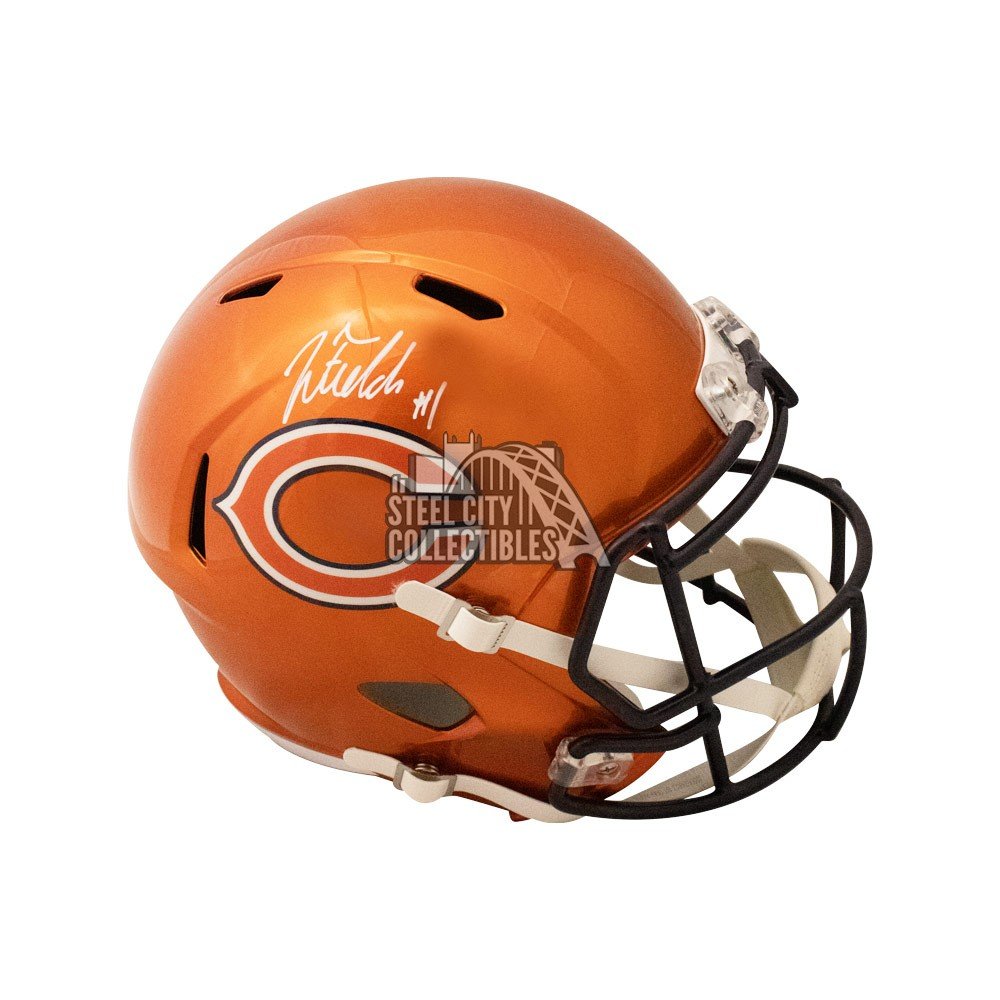 Justin Fields Autographed Bears Flash Replica Full-Size Football Helmet -  BAS (White Ink)