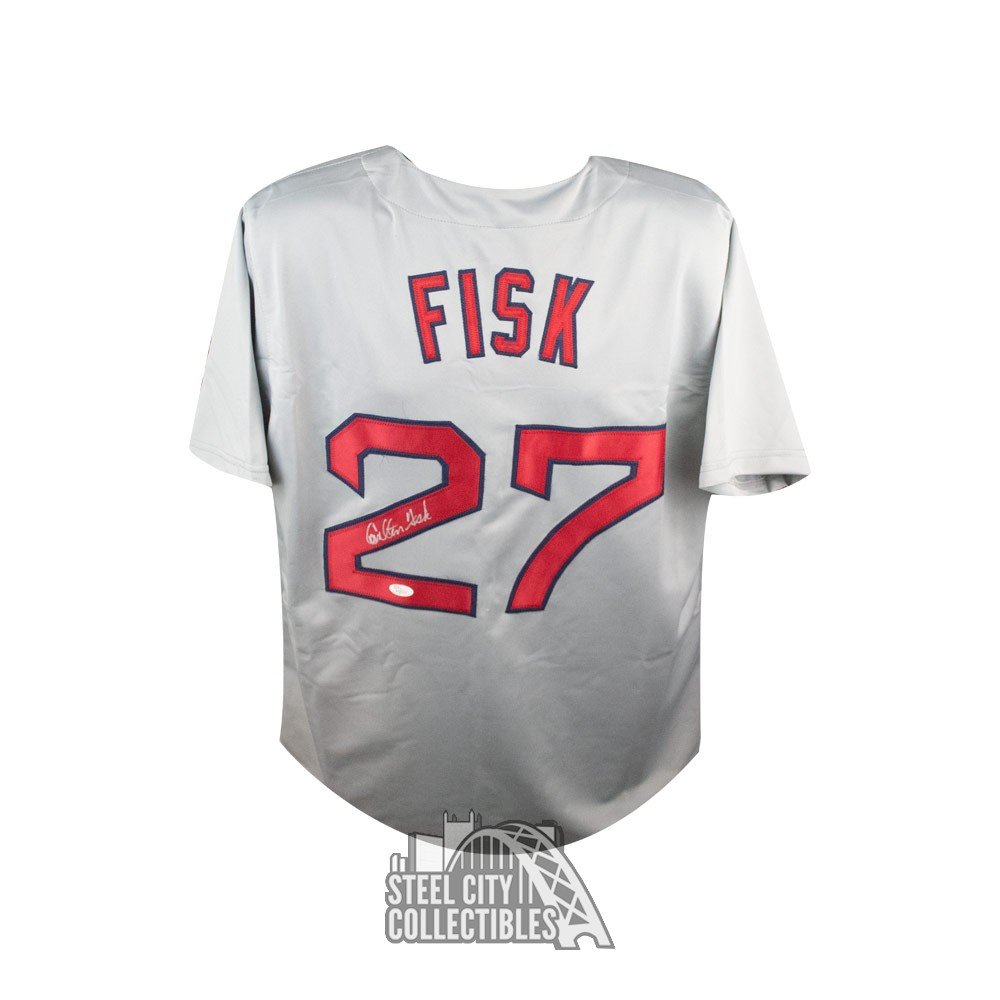 Carlton Fisk Autographed Boston Red Sox Gray Baseball Jersey - JSA COA