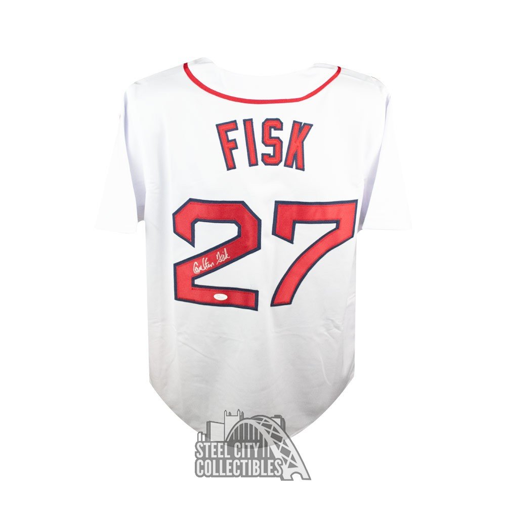 Carlton Fisk Autographed Boston Custom White Baseball Jersey - JSA COA