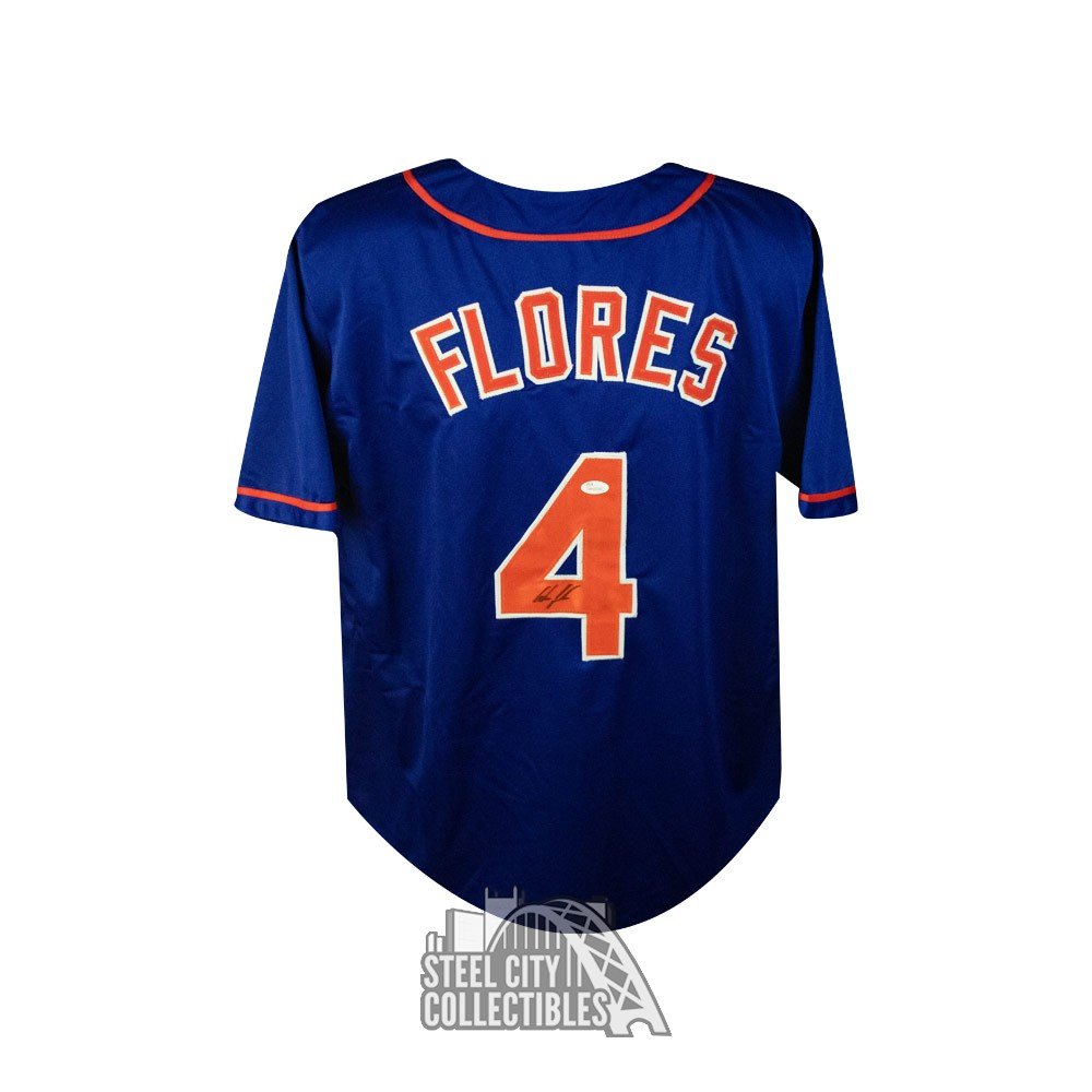Wilmer Flores Autographed New York Custom Blue Baseball Jersey - JSA COA