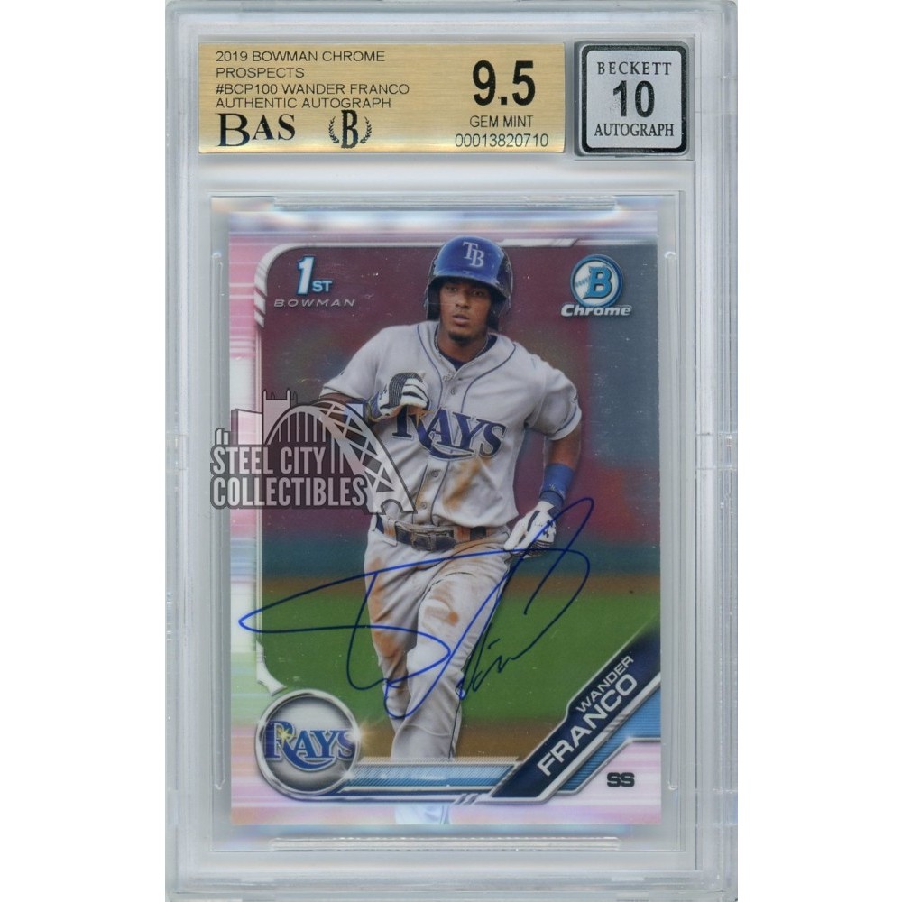 Wander Franco 2019 Bowman Chrome Autographed Card #BCP-100 BGS 9.5 BAS ...