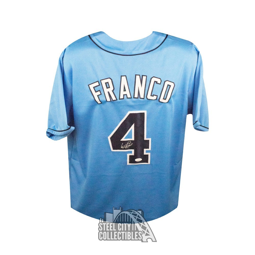 Tampa Bay Rays Wander Franco Autographed Blue Nike Jersey Size L