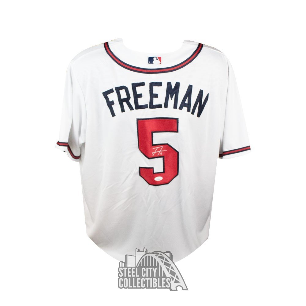 Atlanta Braves Freddie Freeman Signed Nike White Jersey World Series Patch  Size L