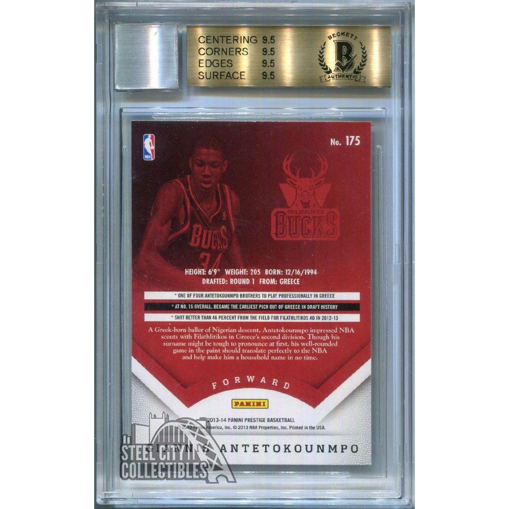 Giannis Antetokounmpo 2013-14 Panini Prestige Rookie Autograph BGS 9.5 BAS 9