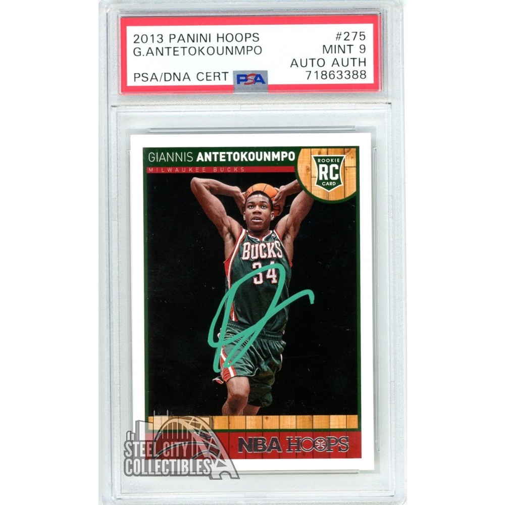 Giannis Antetokounmpo 2013-14 Panini Hoops Autograph Rookie Card #275 PSA 9  PSA/DNA (Green)