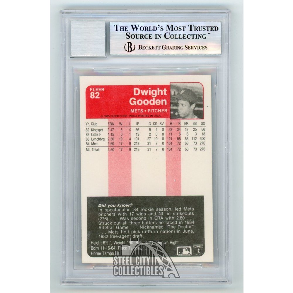 Dwight Gooden 1985 Fleer 85 NL CY Autograph Rookie Card #82 BAS