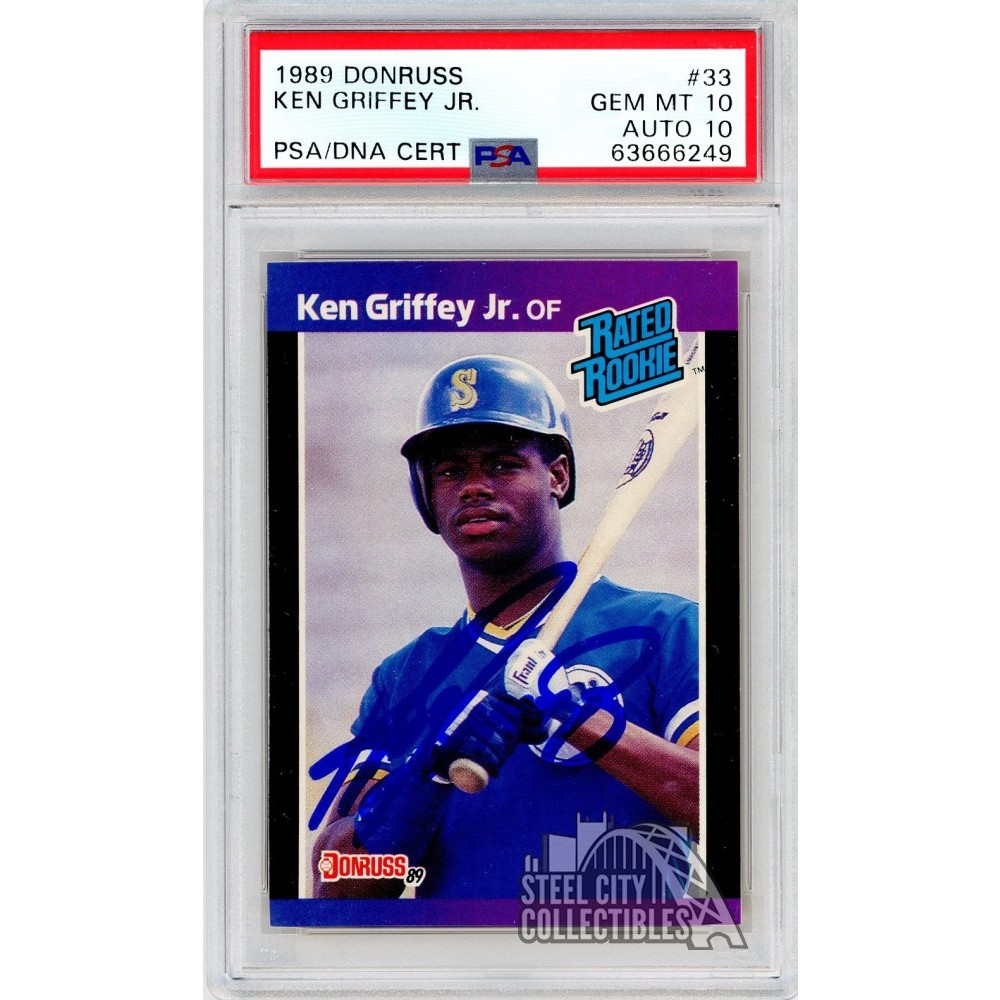 Ken Griffey Jr 1989 Donruss Autograph Rookie Card 33 Psa 10 Psadna 10 Steel City Collectibles 3462