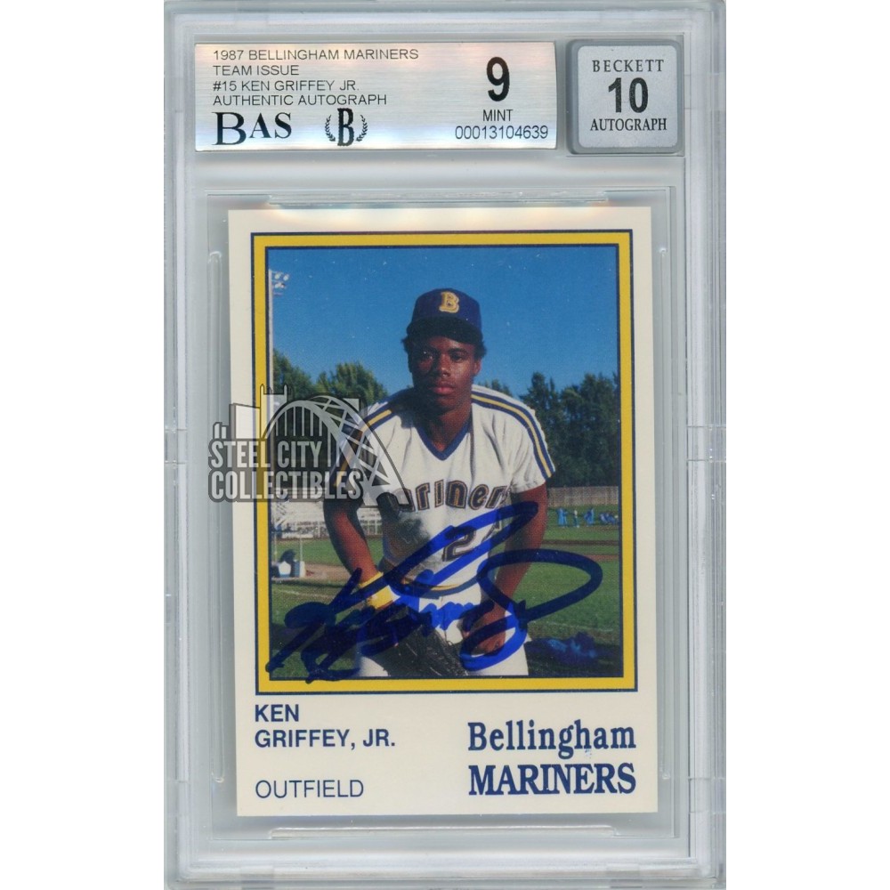 Ken Griffey Jr 1987 Bellingham Mariners Baseball Autograph Card #15 - BGS 9  BAS 10