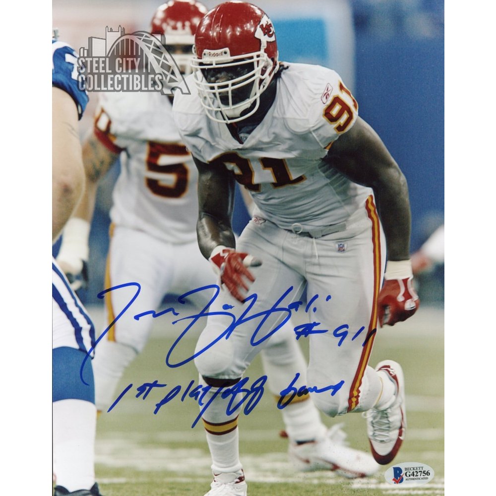 Tamba Hali Autographed Kansas City Chiefs 8x10 Photo (Blue Ink) - BAS COA