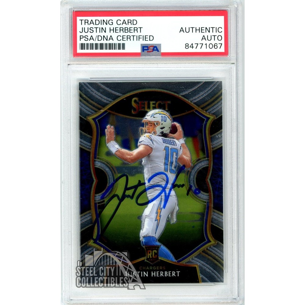 Justin Herbert 2020 Panini Absolute Autograph Rookie Materials Jersey Card  #3 PSA/DNA