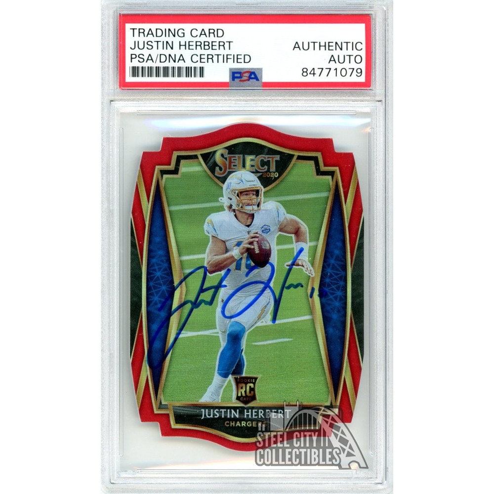 Justin Herbert 2020 Select Premier Level Red Die Cut Autograph Rookie ...