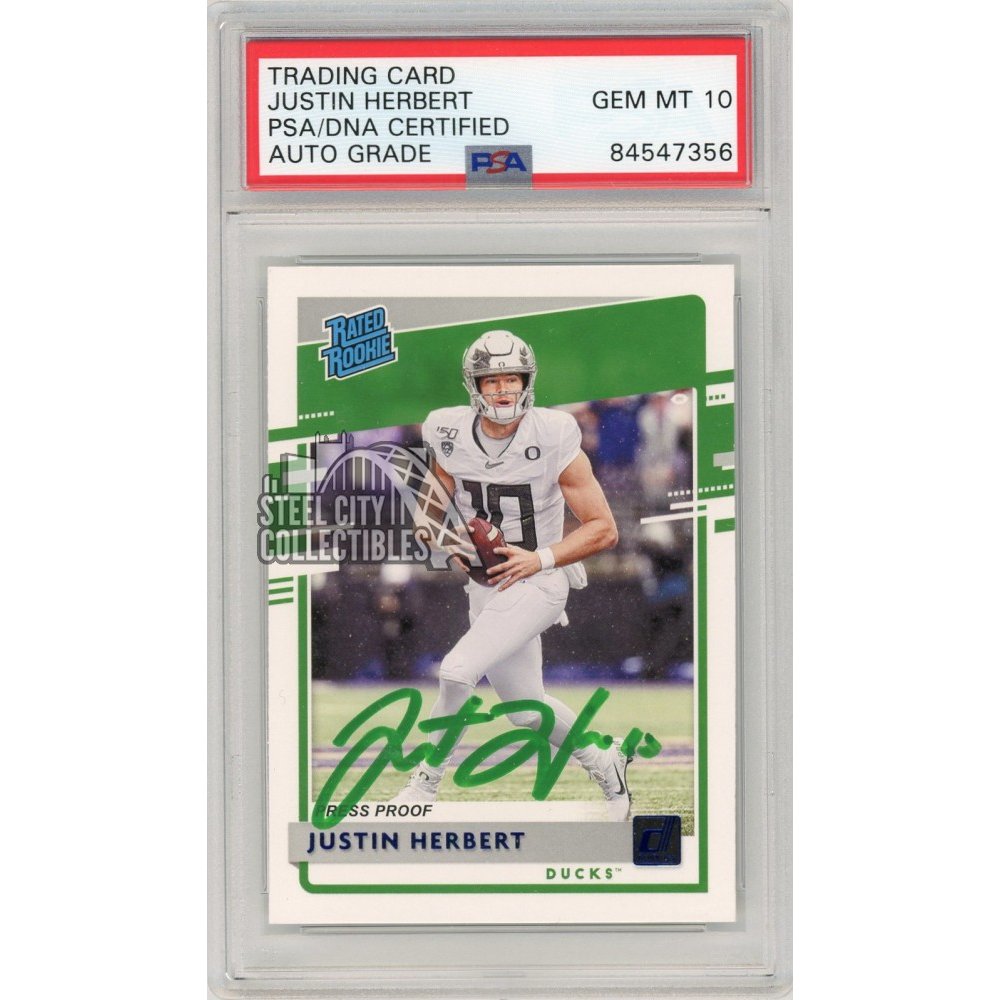 Justin Herbert 2020 Panini Donruss Rated Rookie Autograph Rookie