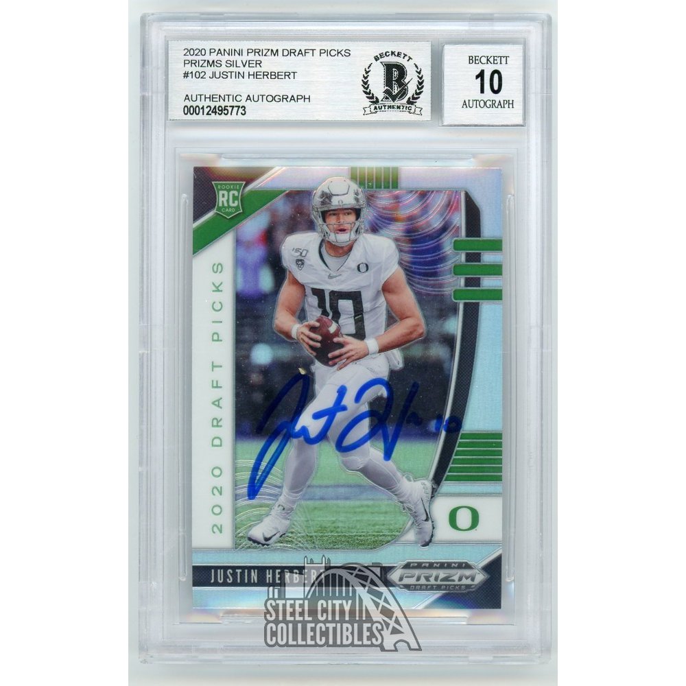 Justin Herbert 2020 Panini Prizm Draft Picks Prizms Silver Autographed ...