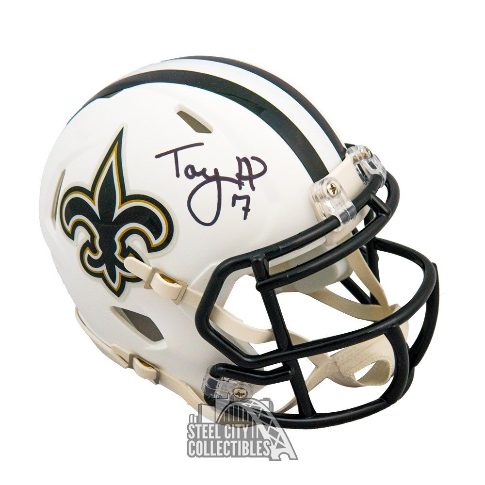 Taysom Hill Autographed New Orleans Saints Flat White Mini Football Helmet  - BAS COA