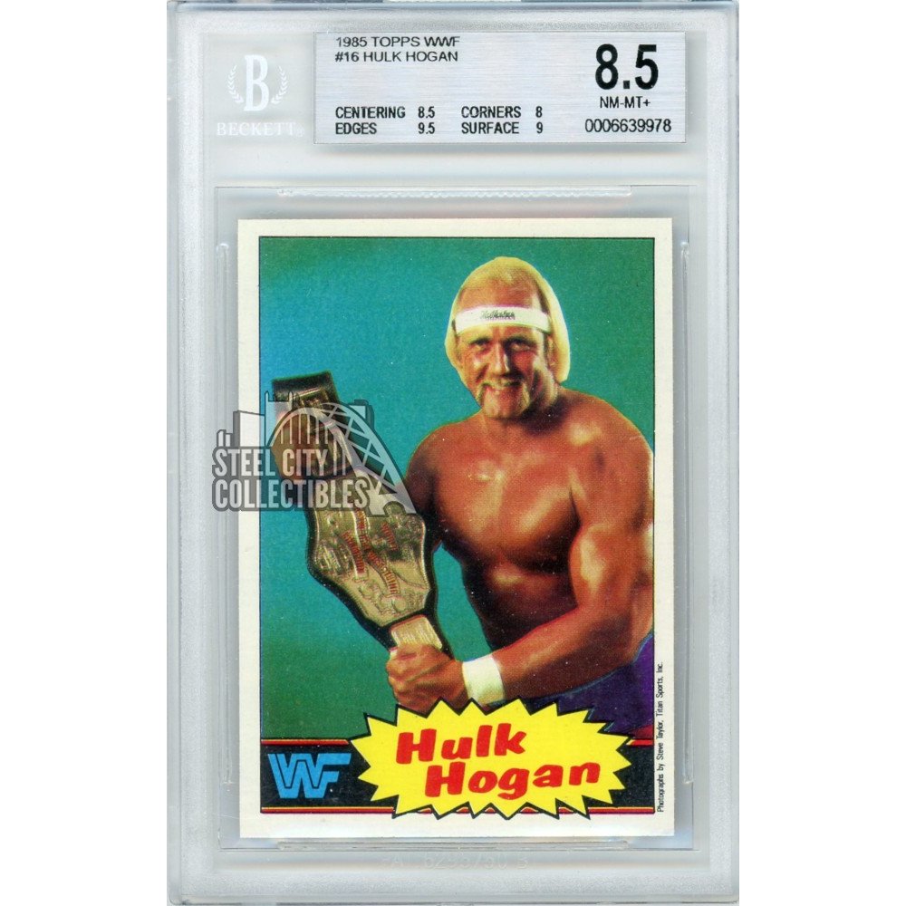 Hulk Hogan 1985 Topps World Wrestling Federation Rookie Card #16 BGS 8. ...