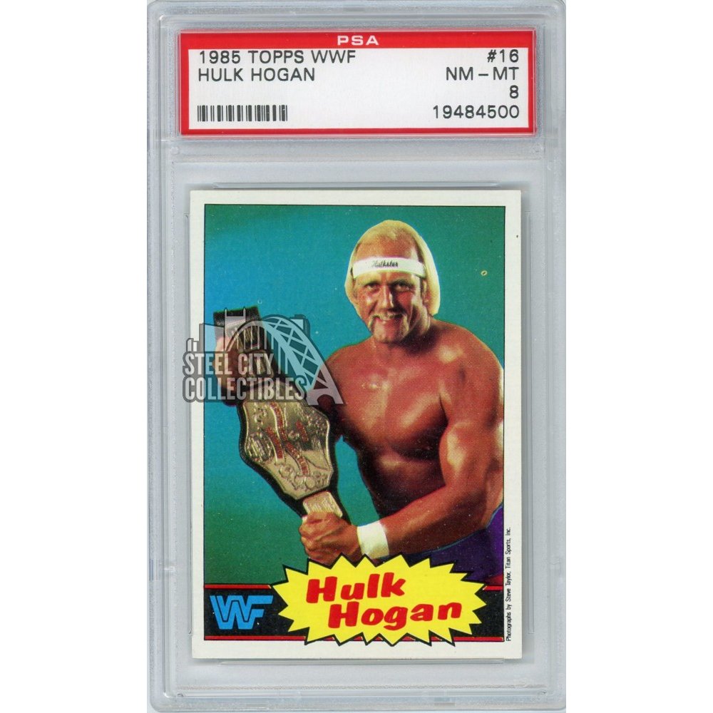 Hulk Hogan 1985 Topps World Wrestling Federation Rookie Card #16 PSA 8 ...