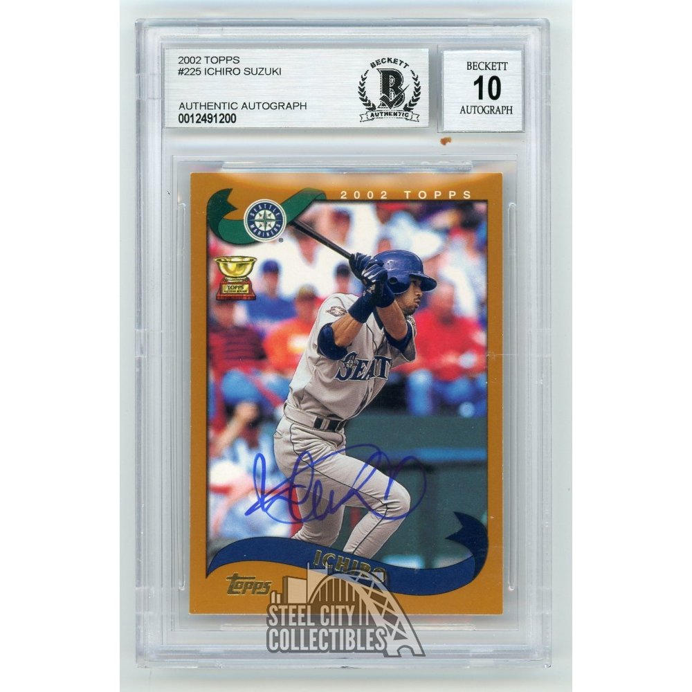 Ichiro Suzuki 2002 Topps Autographed Card #225 - BAS 10 | Steel City ...