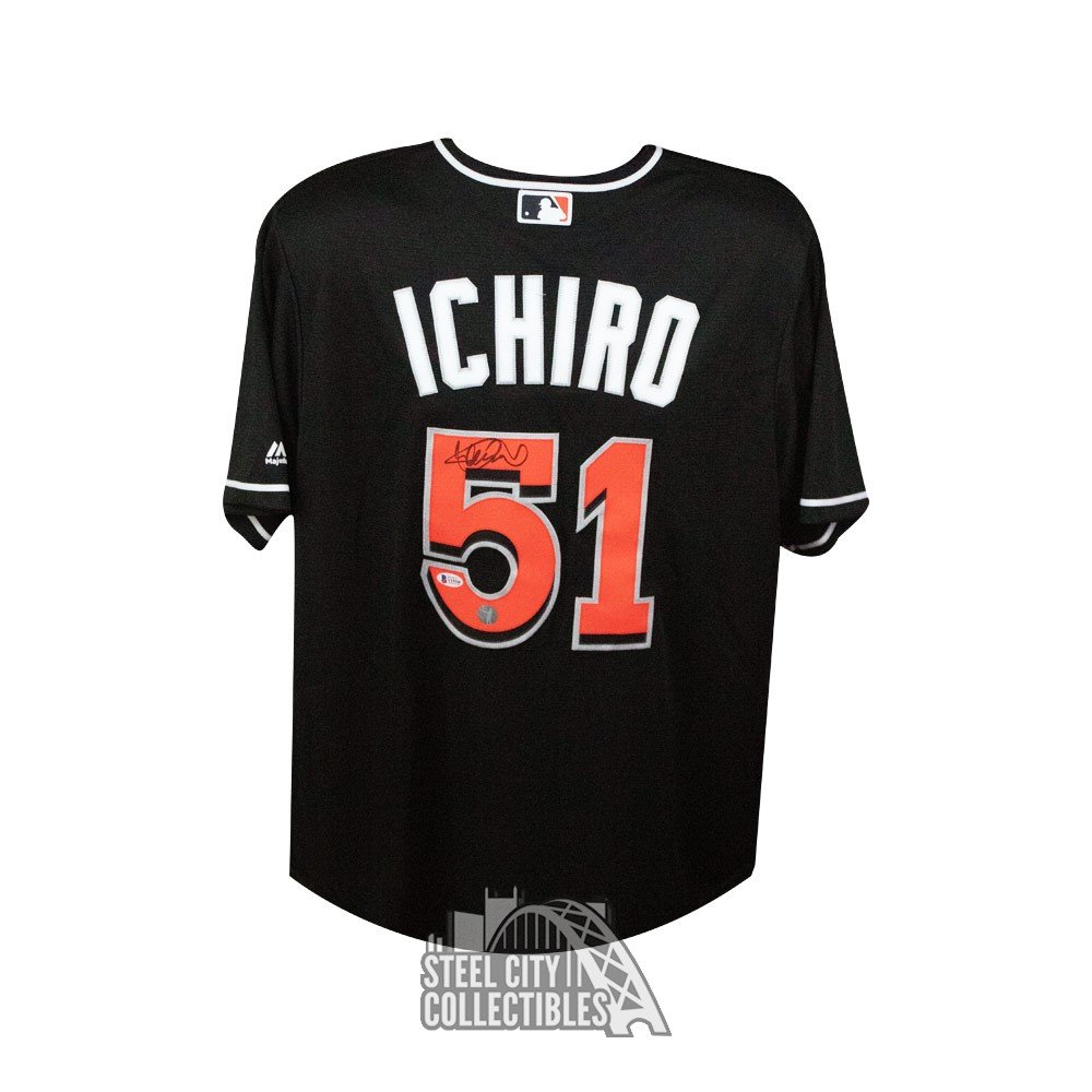 Ichiro Suzuki Autographed Miami Marlins Majestic Black Baseball