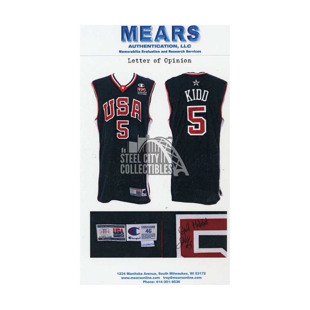 Beckett Jason Kidd Autographed Game used 2000 USA Basketball Olympic Jersey BAS Mears