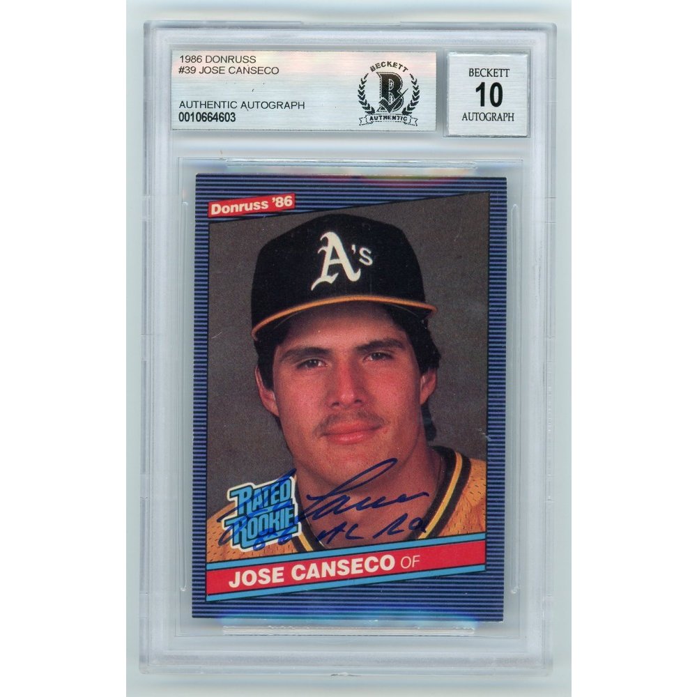 Jose Canseco 1986 Donruss Rated Rookie Autograph 86 AL ROY