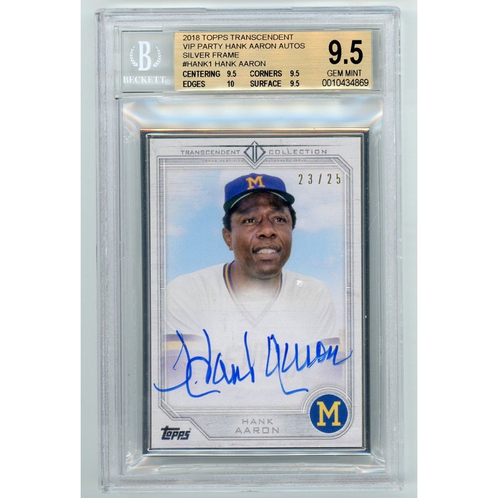 2018 Topps Transcendent Silver Frame Hank Aaron Autograph Card 