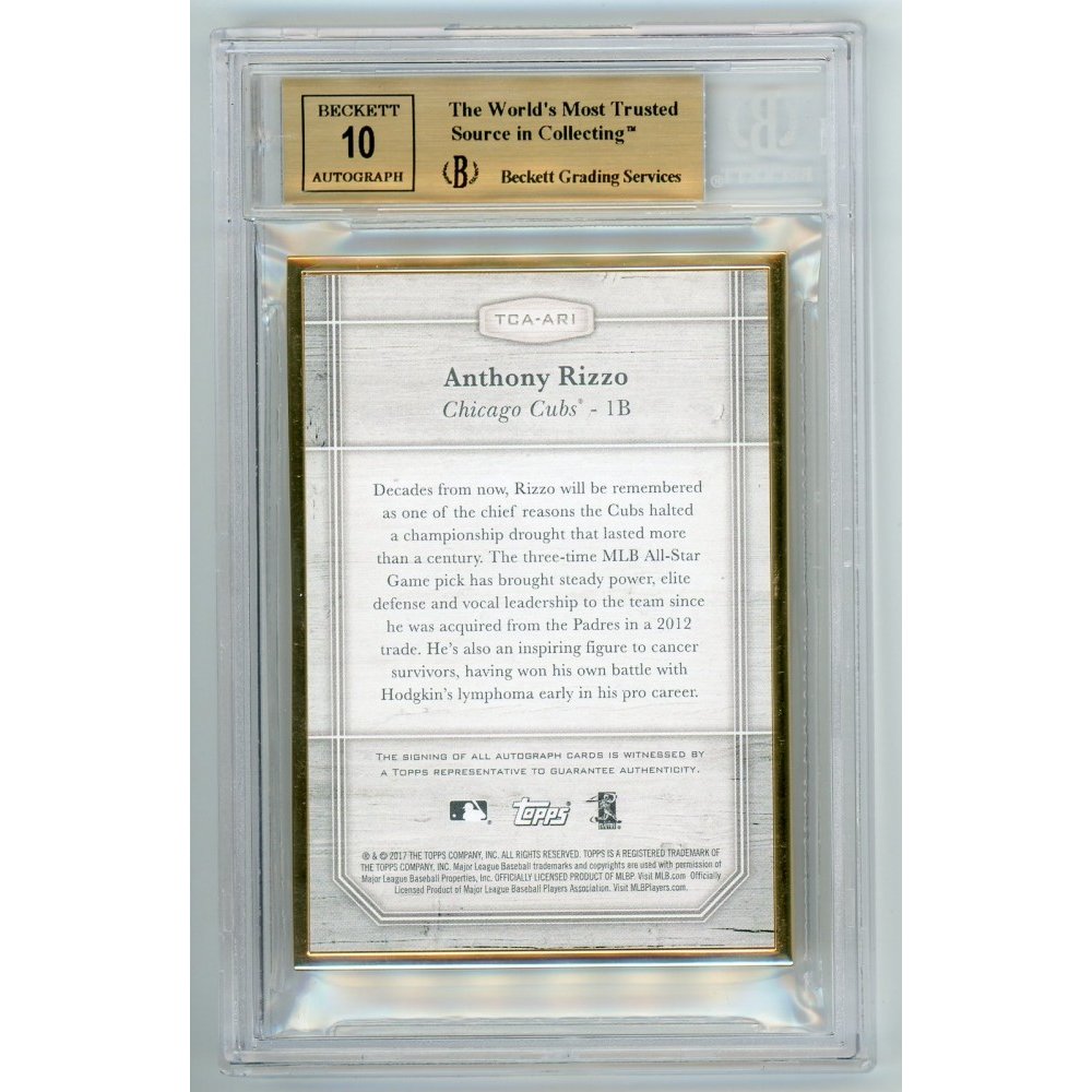 Anthony Rizzo 2017 Topps Transcendent Baseball Framed Autograph Card 20/25  - BGS Graded 10