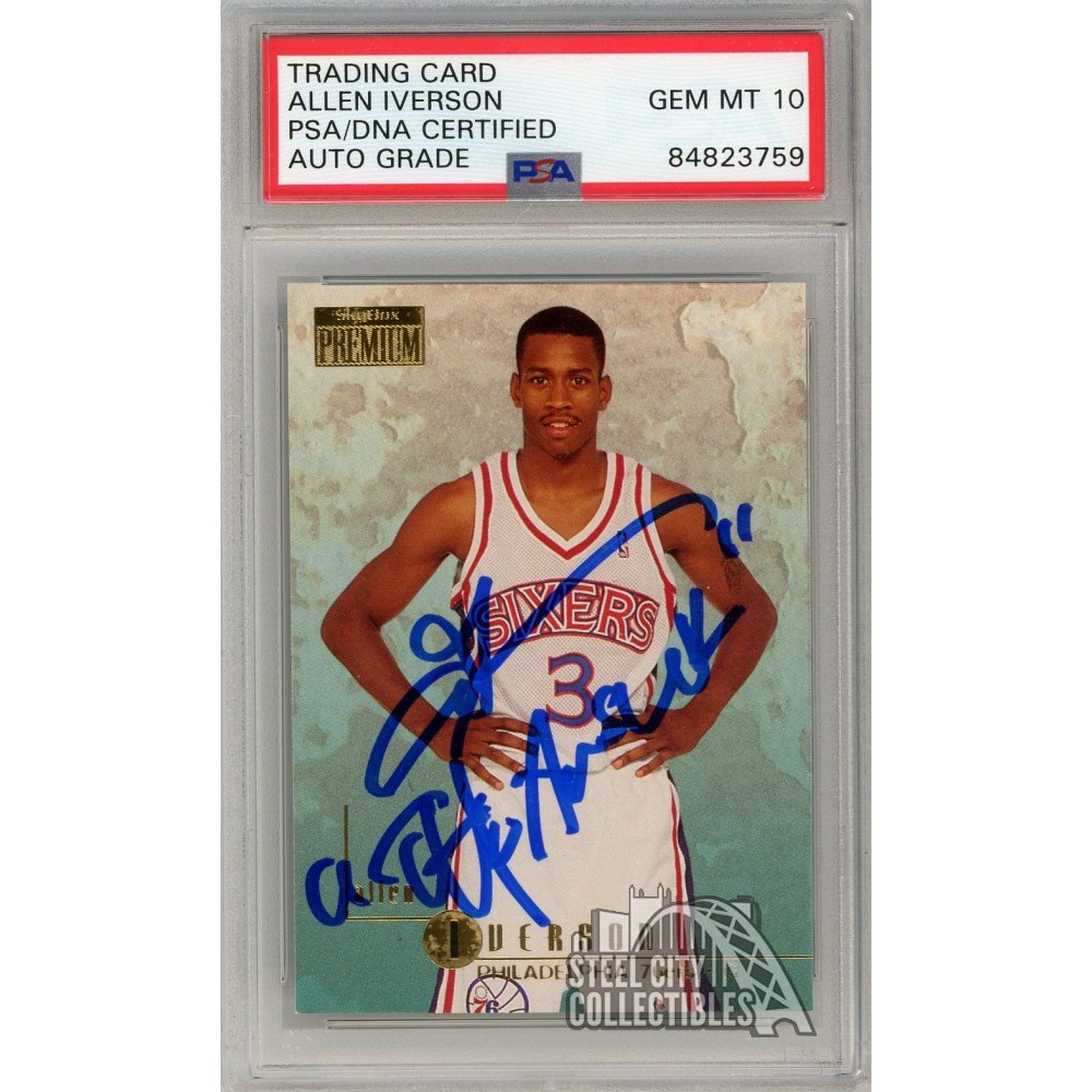 Allen Iverson Philadelphia 76ers Autographed 1996-97 Skybox Premium #85  Beckett Fanatics Witnessed Authenticated Rookie Card