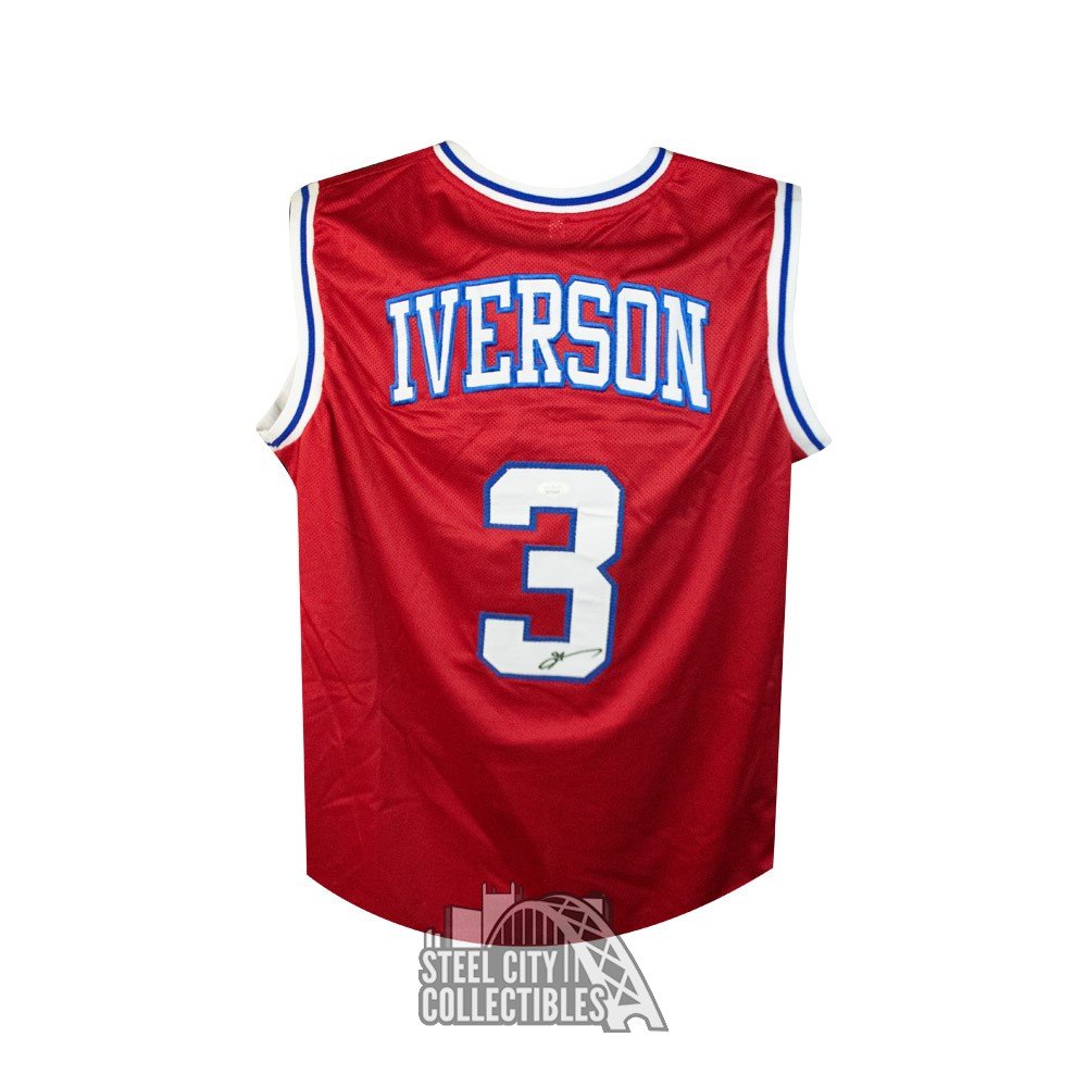 Allen Iverson Autographed Philadelphia Custom Red Basketball Jersey ...