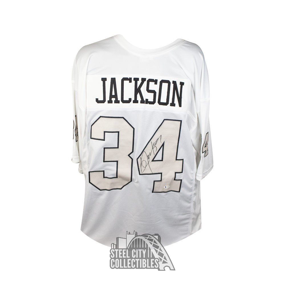 Bo Jackson Autographed Oakland White Custom Football Jersey - BAS COA