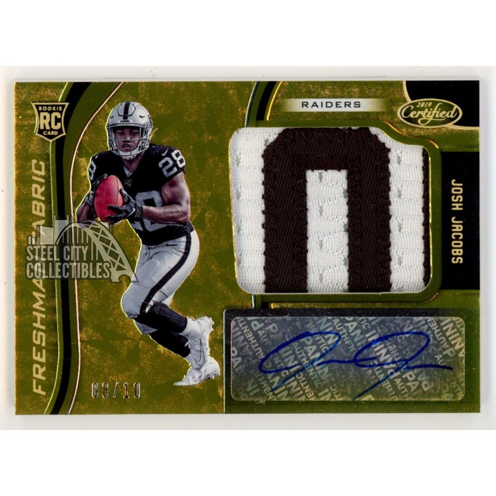 Josh Jacobs 2019 Panini Certified Gold Autograph Rookie Patch Card RC 08/10  | Steel City Collectibles