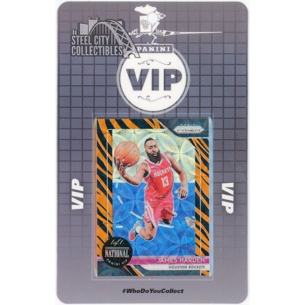 James Harden 2019 Panini National VIP Badge Prizm Tiger Stripe Refractor 1/1