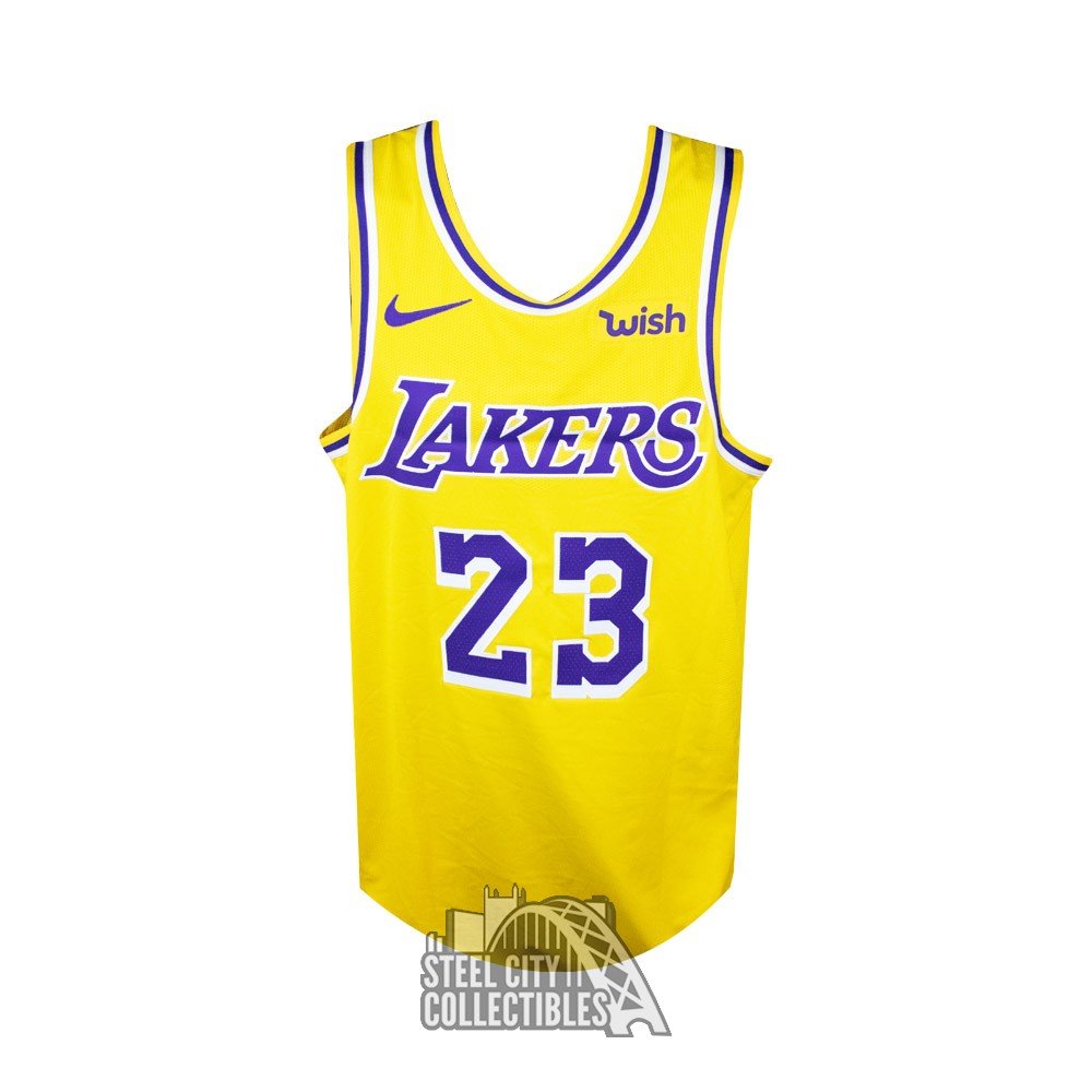 LeBron James Autographed Los Angeles Lakers Gold Authentic Nike Jersey at  's Sports Collectibles Store