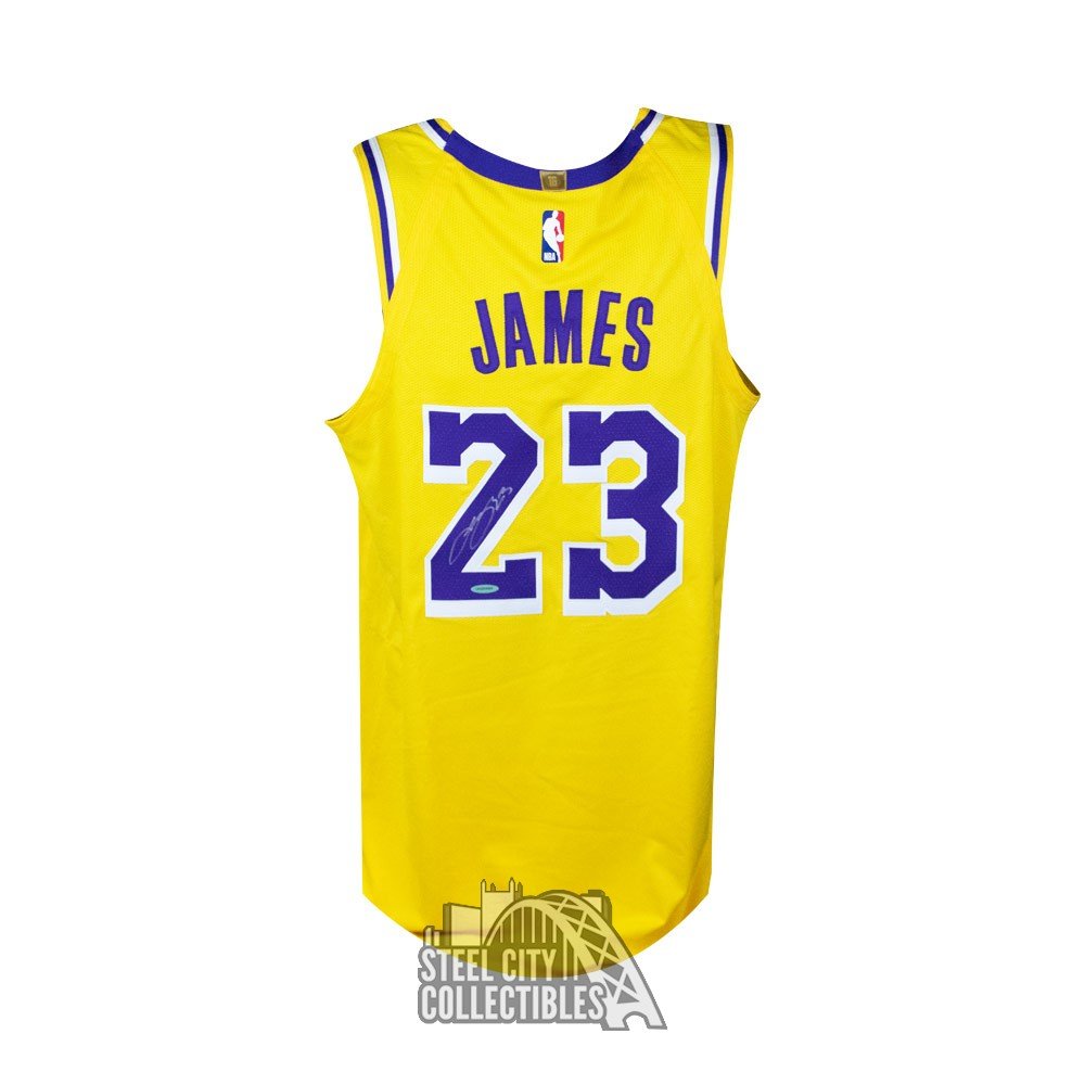 LeBron James Autographed Los Angeles Lakers Gold Authentic Nike Jersey