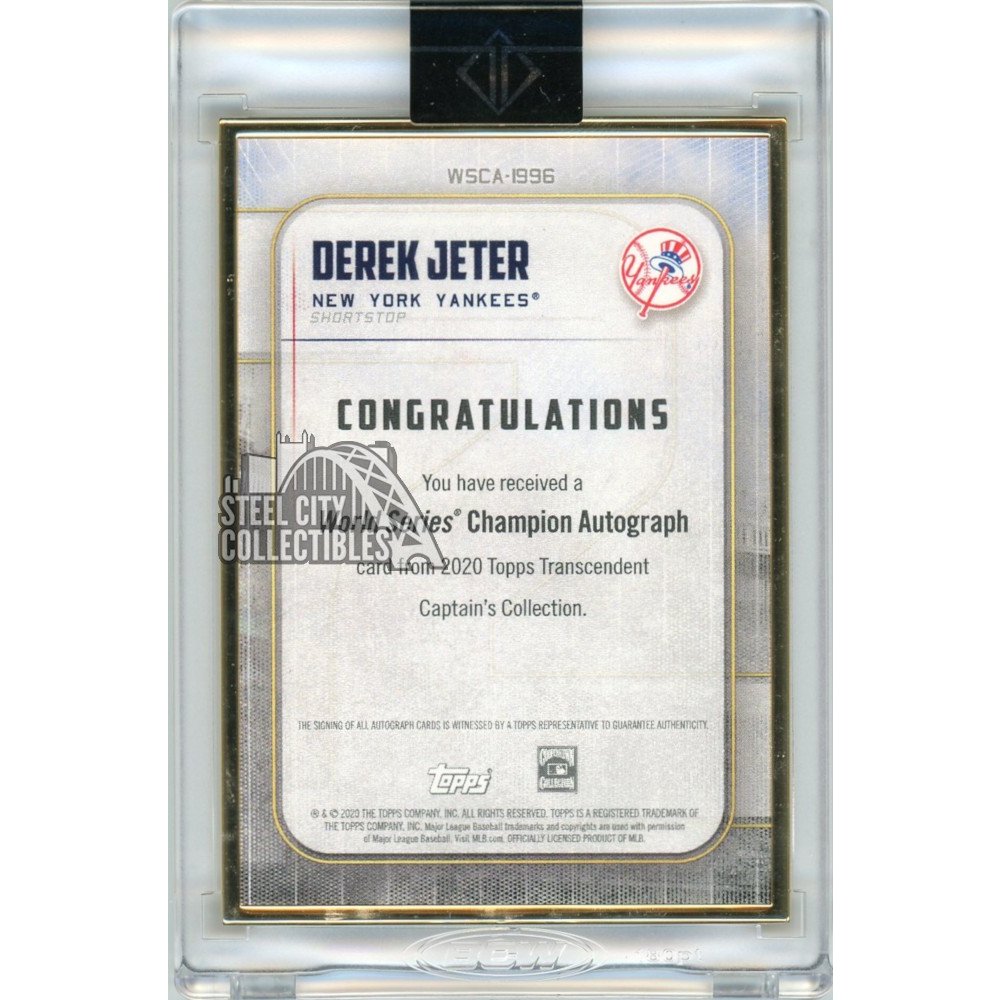 Derek Jeter 2020 Topps Transcendent Captain's Collection 1996 WS Autograph  Card 2/8 Jersey #