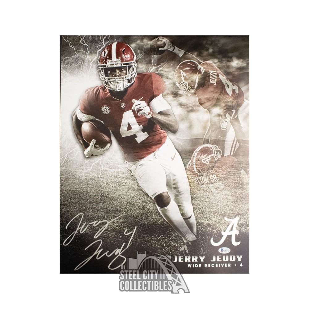 Jerry Jeudy Autographed Alabama 8x10 Photo - JSA COA (Red Jersey