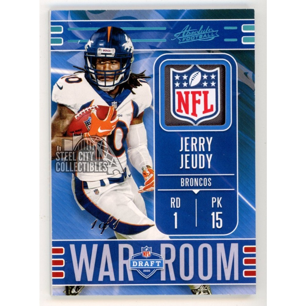 Jerry Jeudy 2020 Panini Absolute War Room NFL Tag Rookie Patch Card 1/1 ...